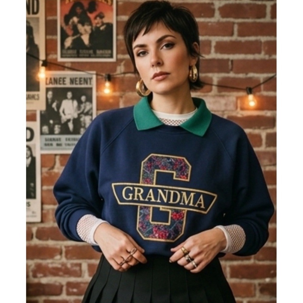 Vintage Heavyweight Lee Grandma Sweatshirt‎ Blue Grandmacore Plus 3X Y2K USA